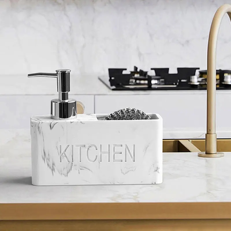 2-in-1 Multifunctional Resin Dispenser for Hand Soap and Kitchen Sponge Storage