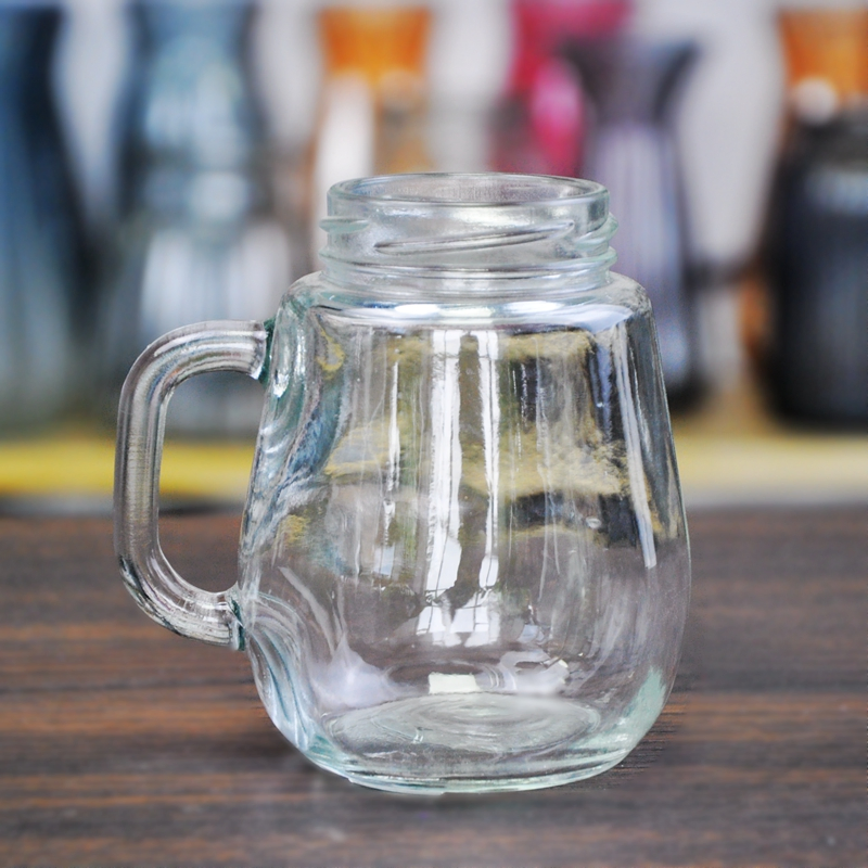 Screw Neck Honey Jam Clear Food Storage Jar with Handle