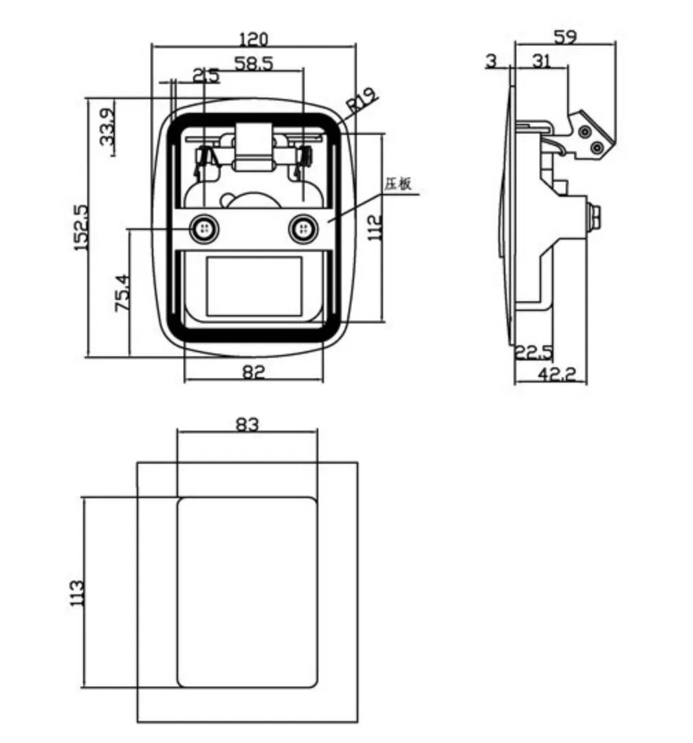 Paddle Latch Engineering Vehicle/Special Vehicle/RV/Yacht Dedicated Pull-Type Door Lock and Gate Lock