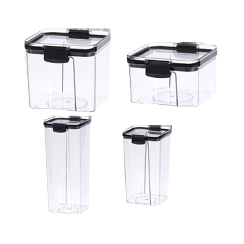 Durable Transparent Square Food Storage Jar with Locking Lid