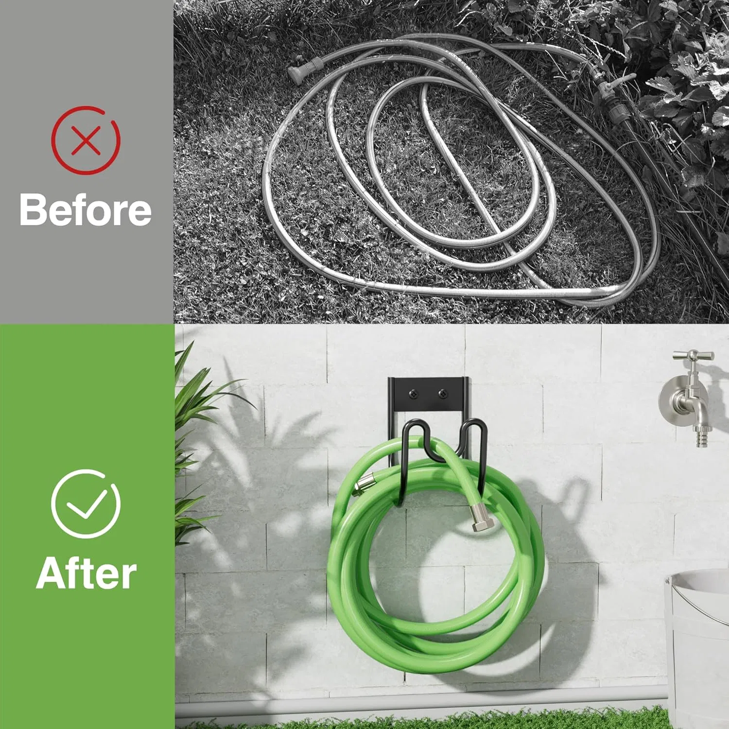 Outside Garden Heavy Duty Wall Mounted Metal Hanger Garden Hose Holder