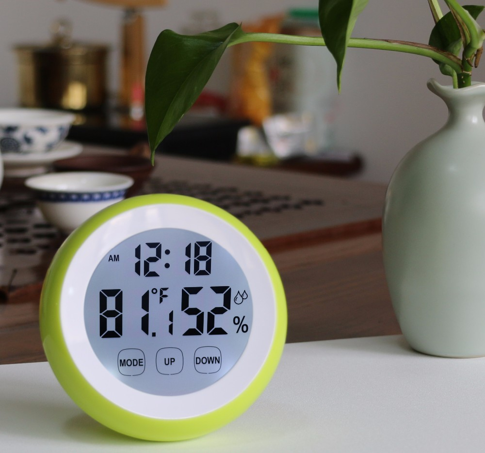 Touch Setting Mini Clock with Temperature & Humidity for Promotion