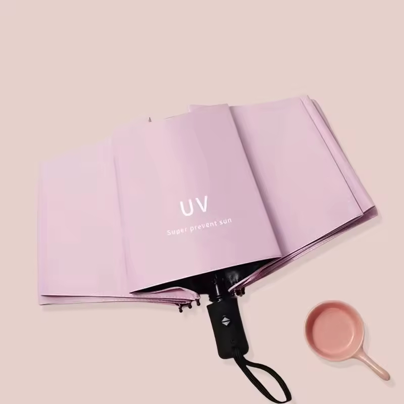 Best Selling Portable Windproof 3 Fold Umbrella 8 10 or 12 Ribs UV Protection Custom Logo Printing Easy Hang O Shape Handle