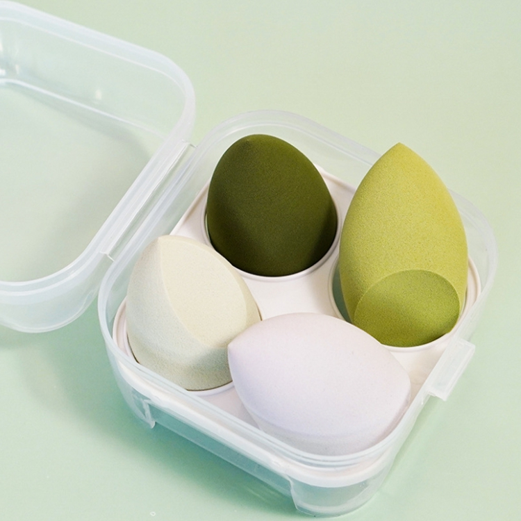 Custom 4 PCS/Set Latex Free Makeup Sponge Private Label Microfiber Large Blender Beauty Peach Puff Sponge Case Holder Packaging
