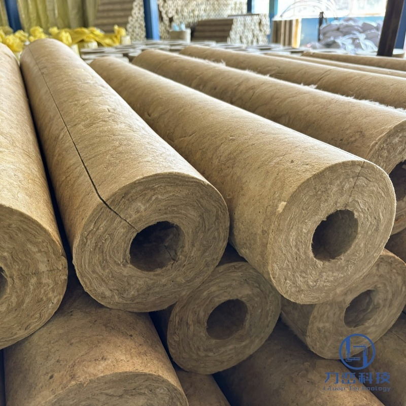 CE Thermal Soundproof Insulation Material 100 120 150kg/M3 Density Rock Wool Pipe Rockwool