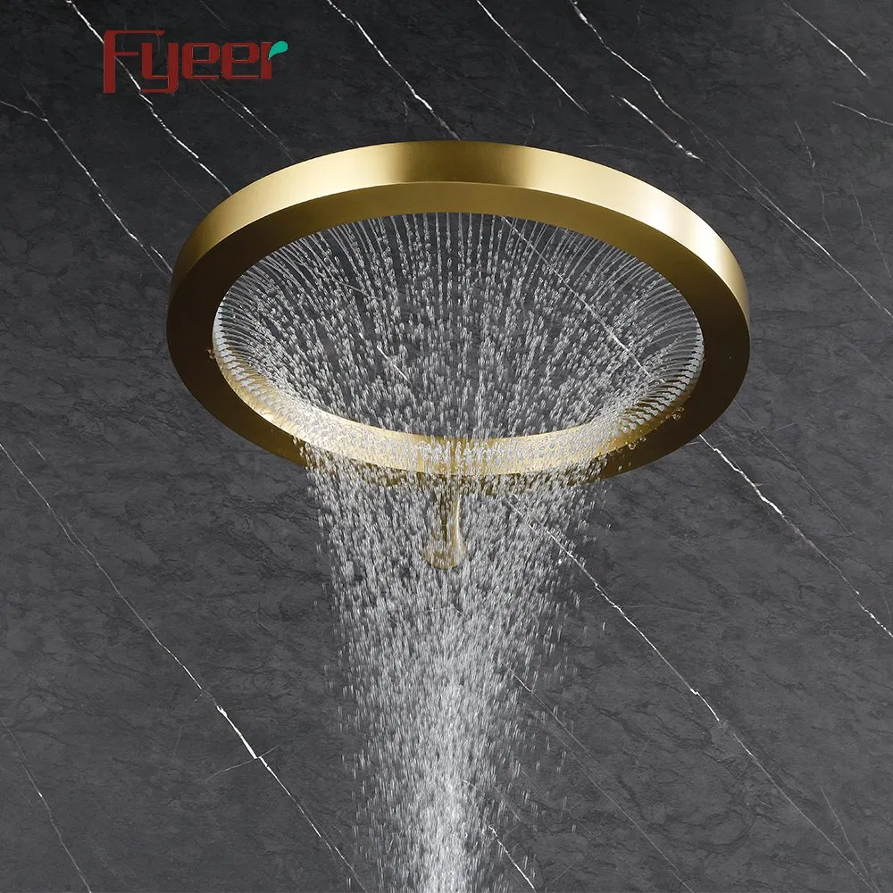 Fyeer New Big Overhead Brush Gold Shower Rainfall Sprinkler Shower Head