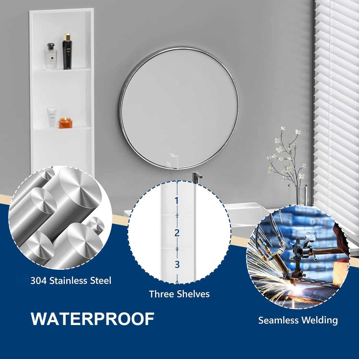 Встраиваемая ниша для ванной из нержавеющей стали 304