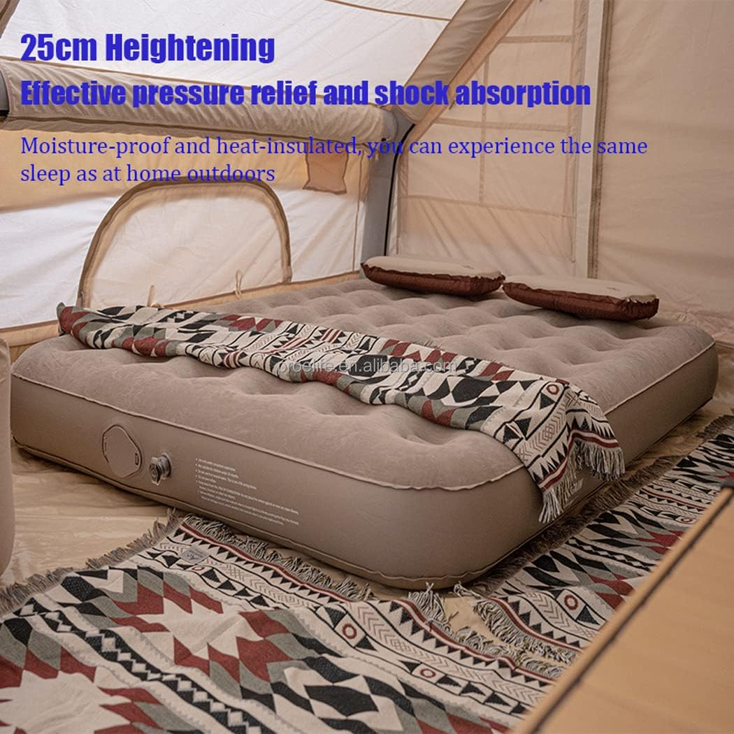 Матрас надувной флокированный с подушками для кемпинга и путешествий