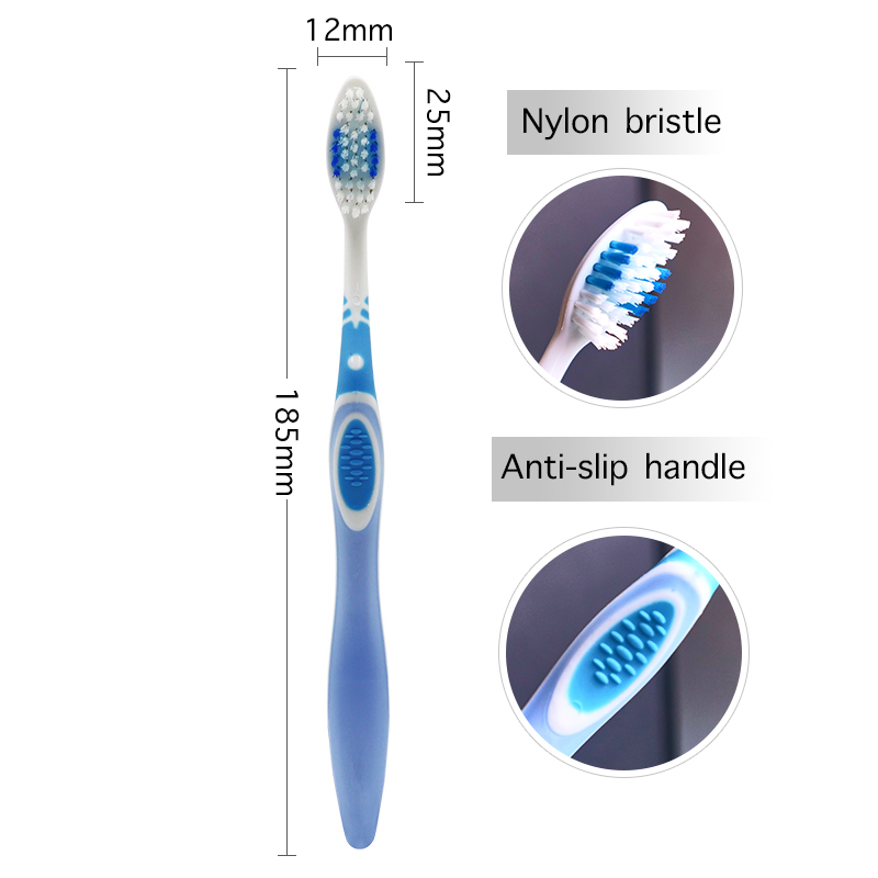 High Quality Teeth Care Wavy Nylon Bristles Anti-Slip Handle Toothbrush