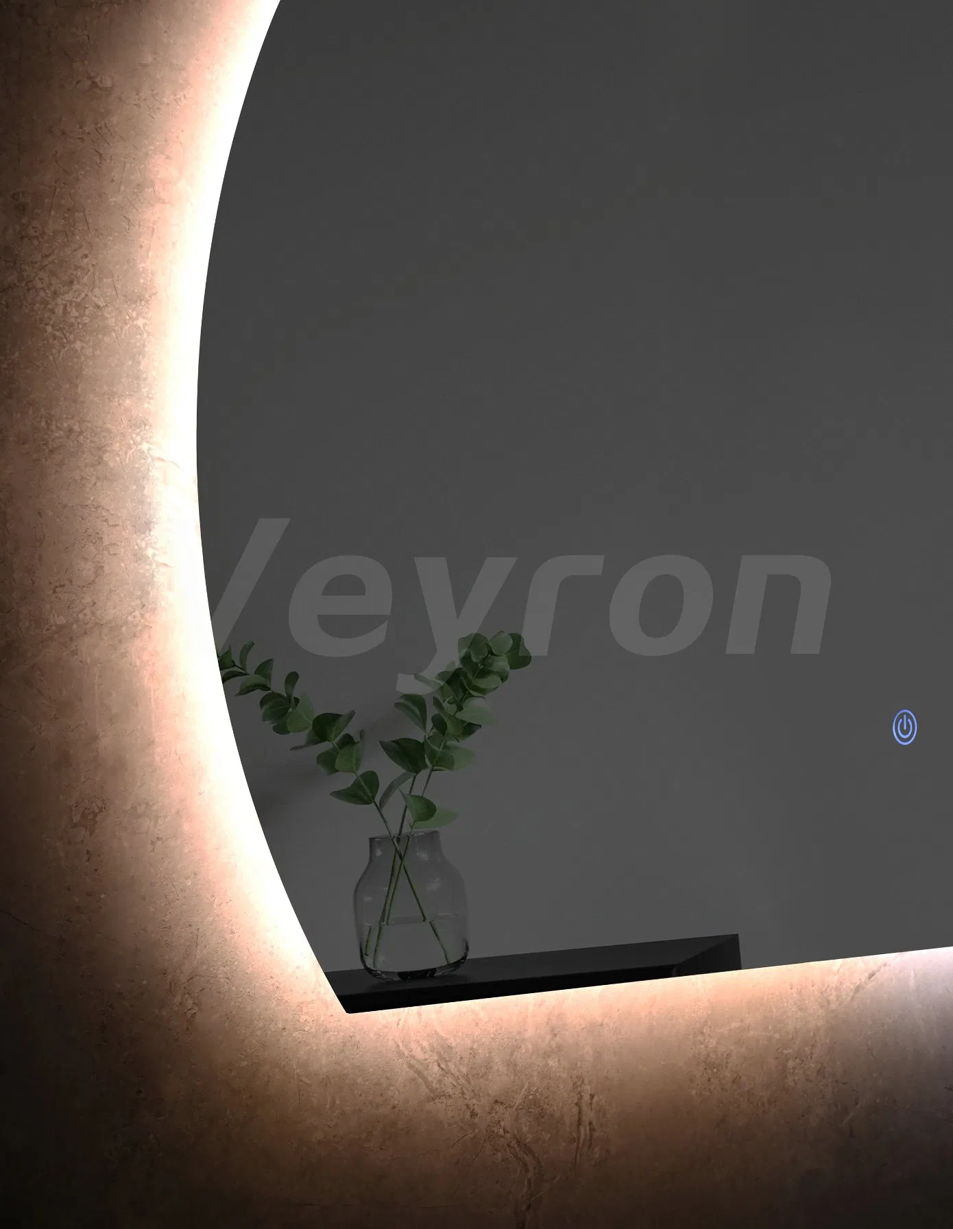 Customized Modern Style Hair Salon Furniture Decorative Wall Mirror Glass Display Round Half Circle Wall Decor Defogger Illuminated Smart Mirror