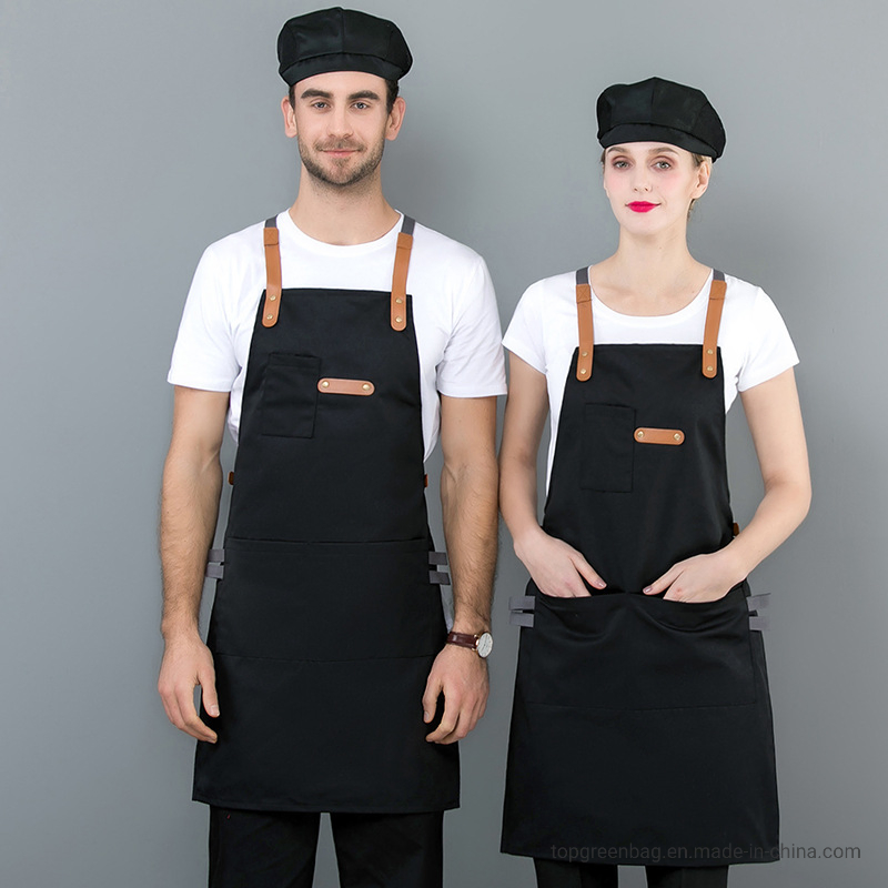 2025 Custom Logo Waterproof Kitchen Apron Fpr Cooking Mens and Womens Professional Chef or Server Bib Apron with Adjustable Straps