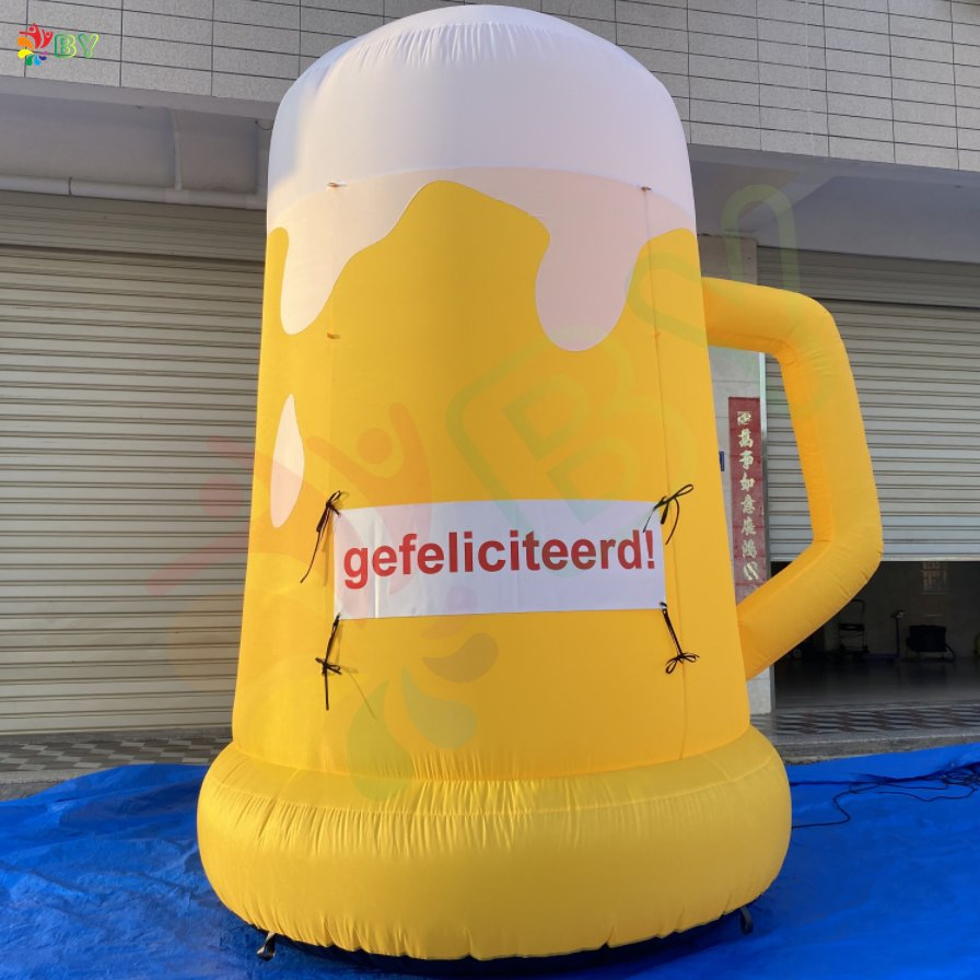 Outdoor Big Cheap Inflatable Beer Cup Balloon Can with Removable Banner for Rental Business