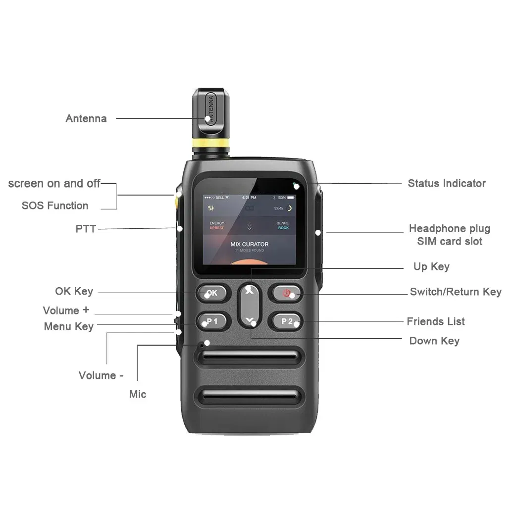 Zello Jx-700 Realptt Long Range Radio 5000mha Version GPS Handheld Walkie Talkie