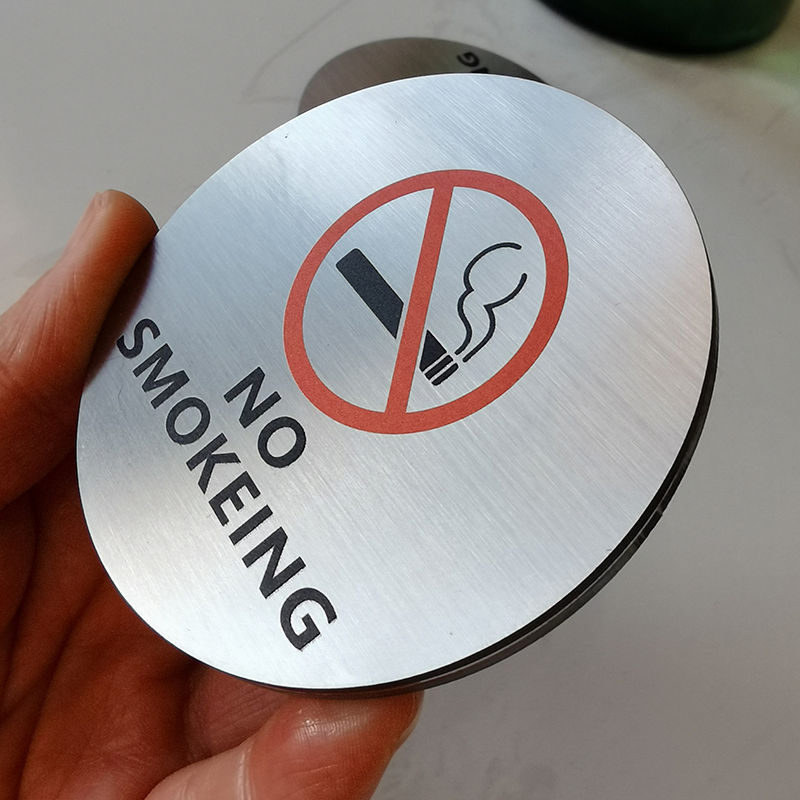 Round Stainless Steel No Smoking Sign for Office