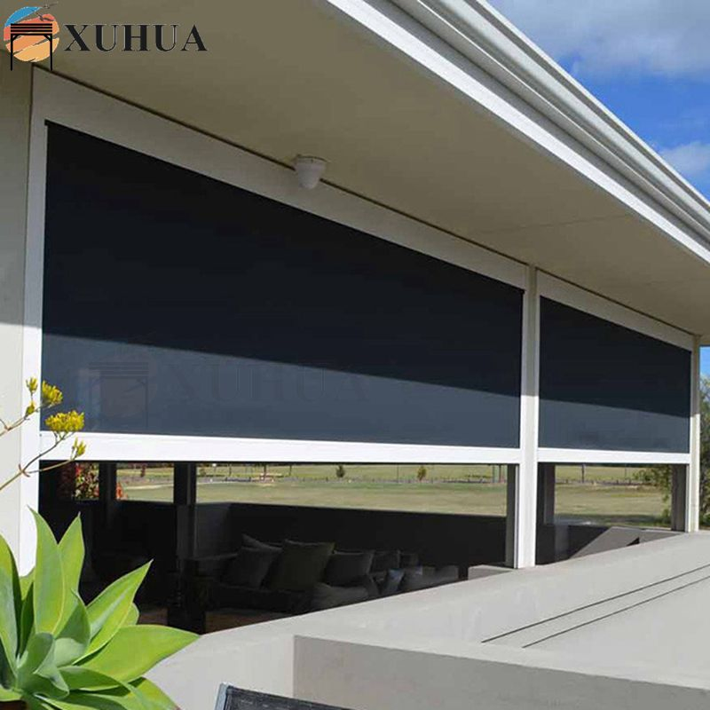 Xuhua Factory Customized Motorized Windproof Patio Cover Motorized Aluminum Zip Track Screen
