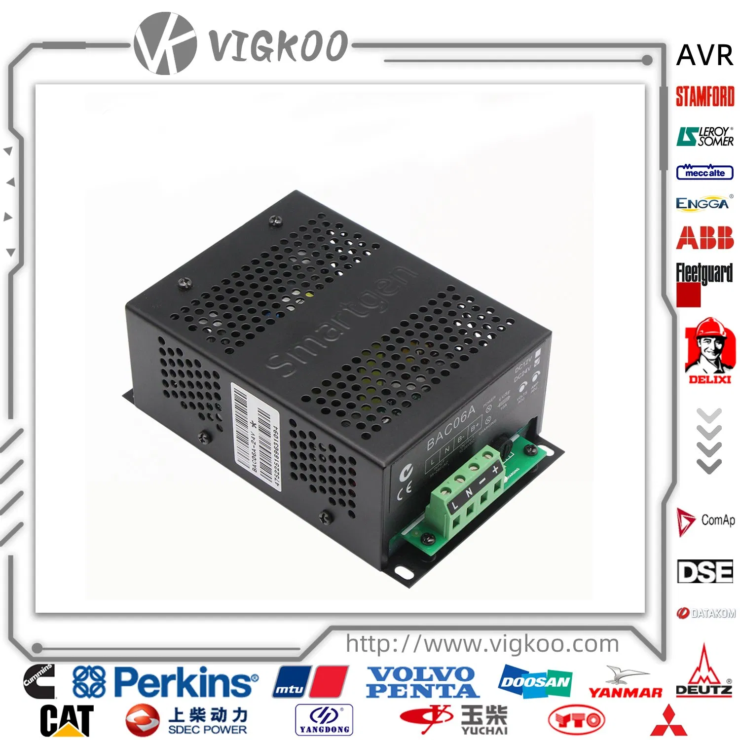 High Quality Smartgen Bac06au Floating Charger, Two-Stage Charge, 12V4a/24V3a