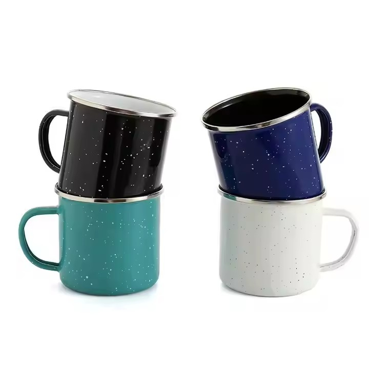 Enamel Pot Casserole Enameled Steel Travel Mug with Handle