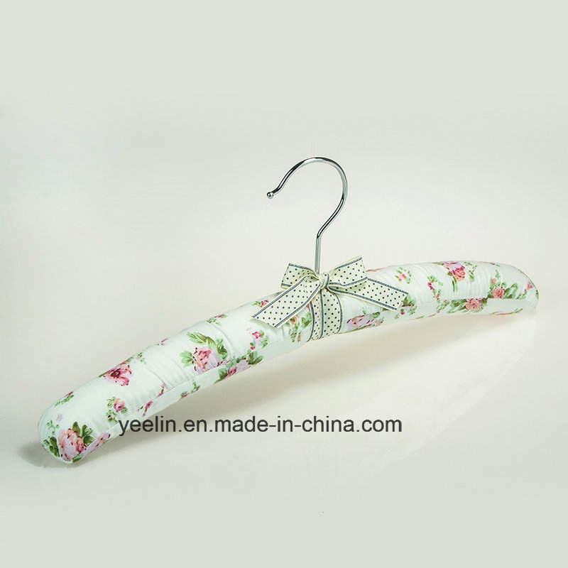 Satin Padded Clothes Hangers Flower Printed Clothes Hangers