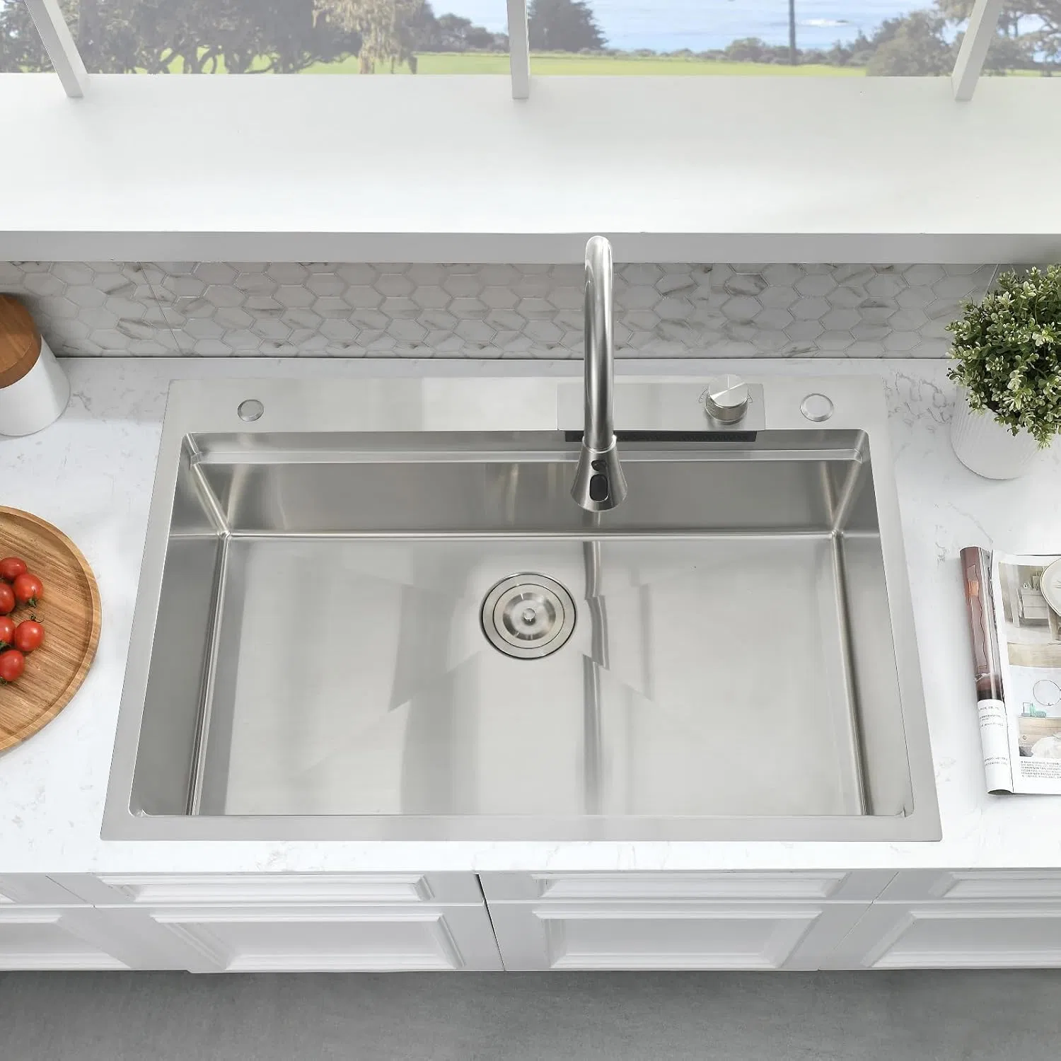 Durable Stainless Steel Sink Easy Care Stylish Practical Space-Saving Modern Kitchen