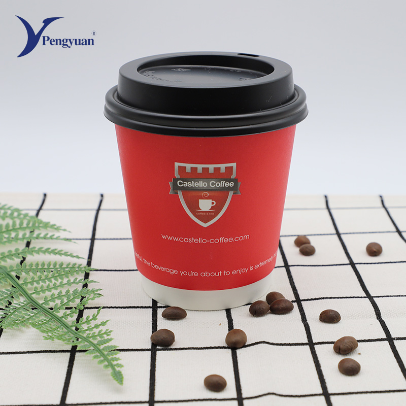 Colorful Double Wall Paper Cup with Lid for Hot Water Tea or Coffee