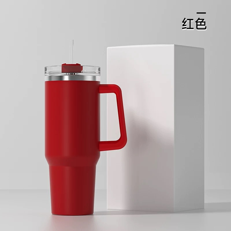 New Ice King Cup Handle Cup Insulated Cup 304 Stainless Steel Straw Car Cup