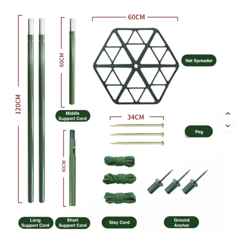 Green Galvanized Threaded Ground Nails - Accessories for Camouflage Net Support Poles