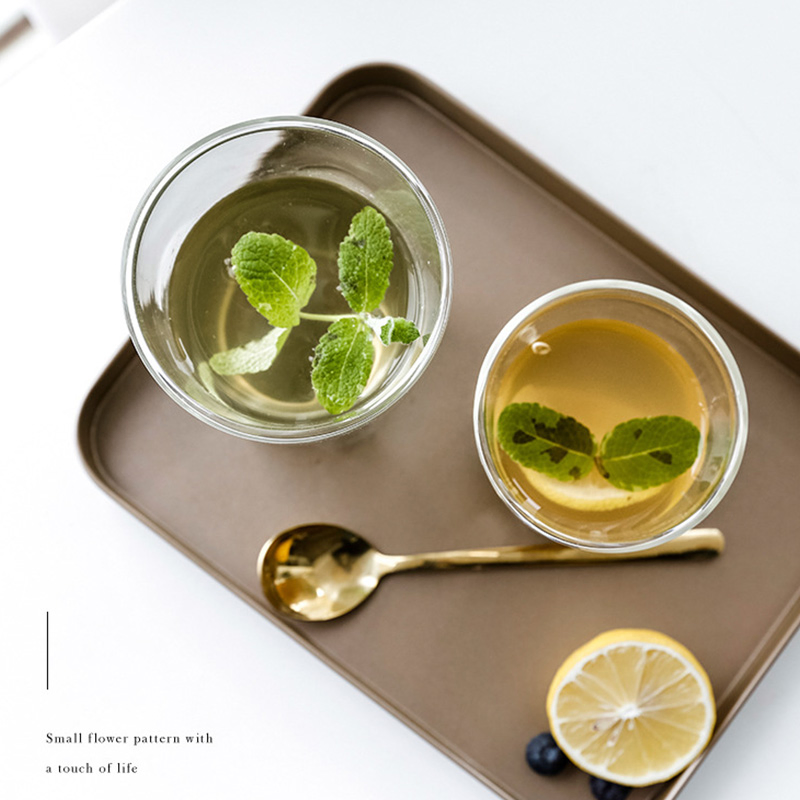 250/450ml Borosilicate Glass Cup Square Shape Double Wall Insulated Tumbler