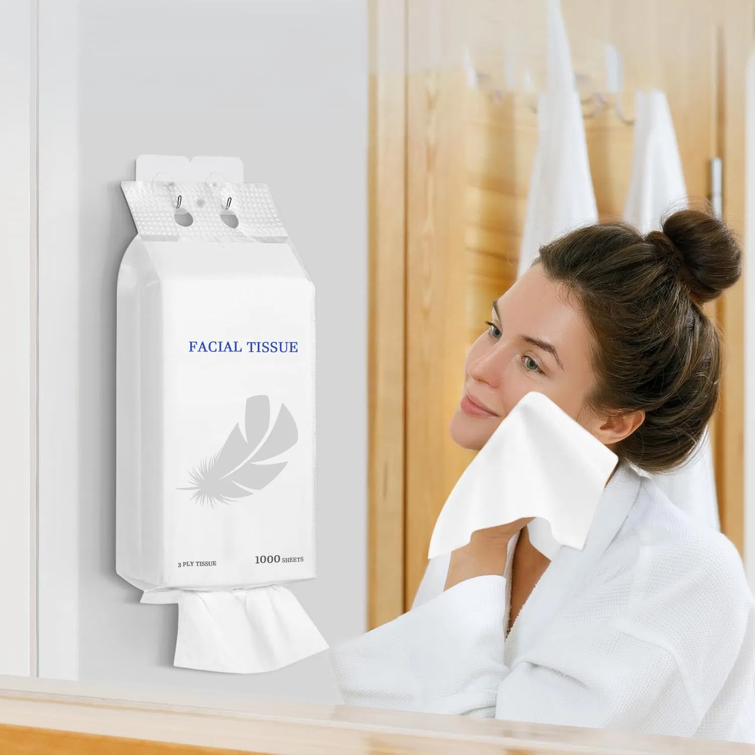 Customized 3ply Kleenex 1000 Sheets Hunginged Wall Mounted Facial Tissue Paper