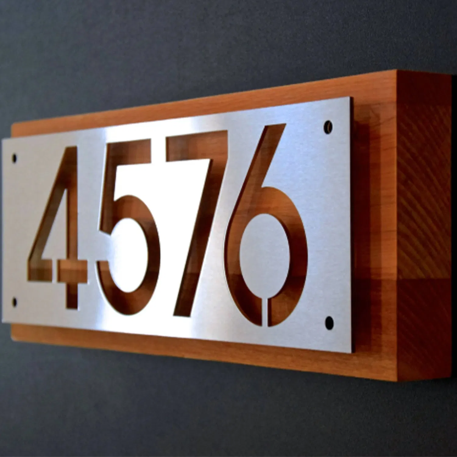 Brushed Stainless Steel Engraved House Number Door Sign Metal Room Sign