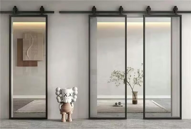Nfrc CE Aluminum Tempered Glass Roller Track Interior Sliding Barn Door