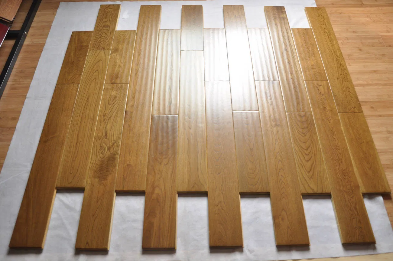 Handscraped Amber Color Oak Flooring Solid Wood Flooring Oak Hardwood Flooring