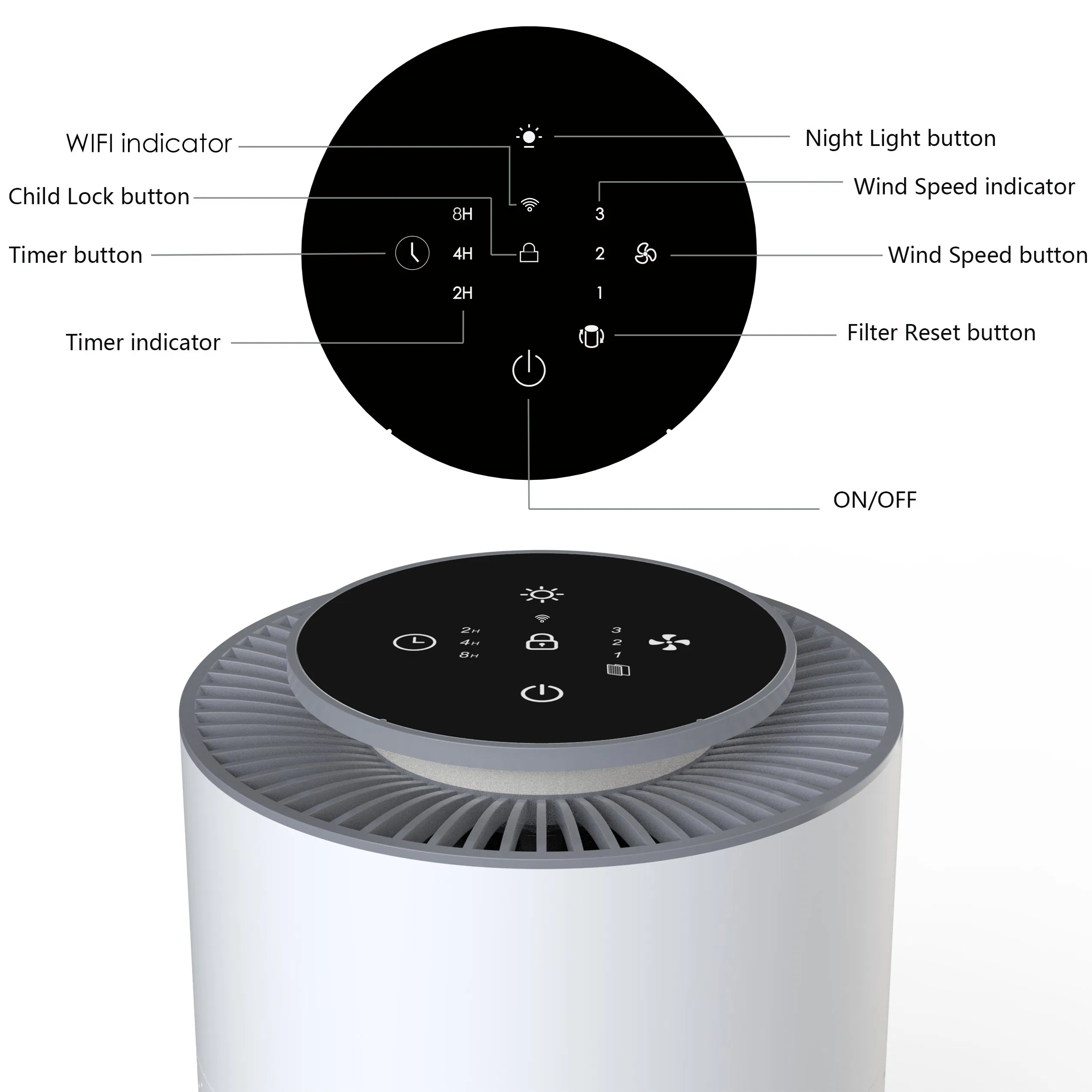 Мини-очиститель воздуха с HEPA-фильтром и Wi-Fi