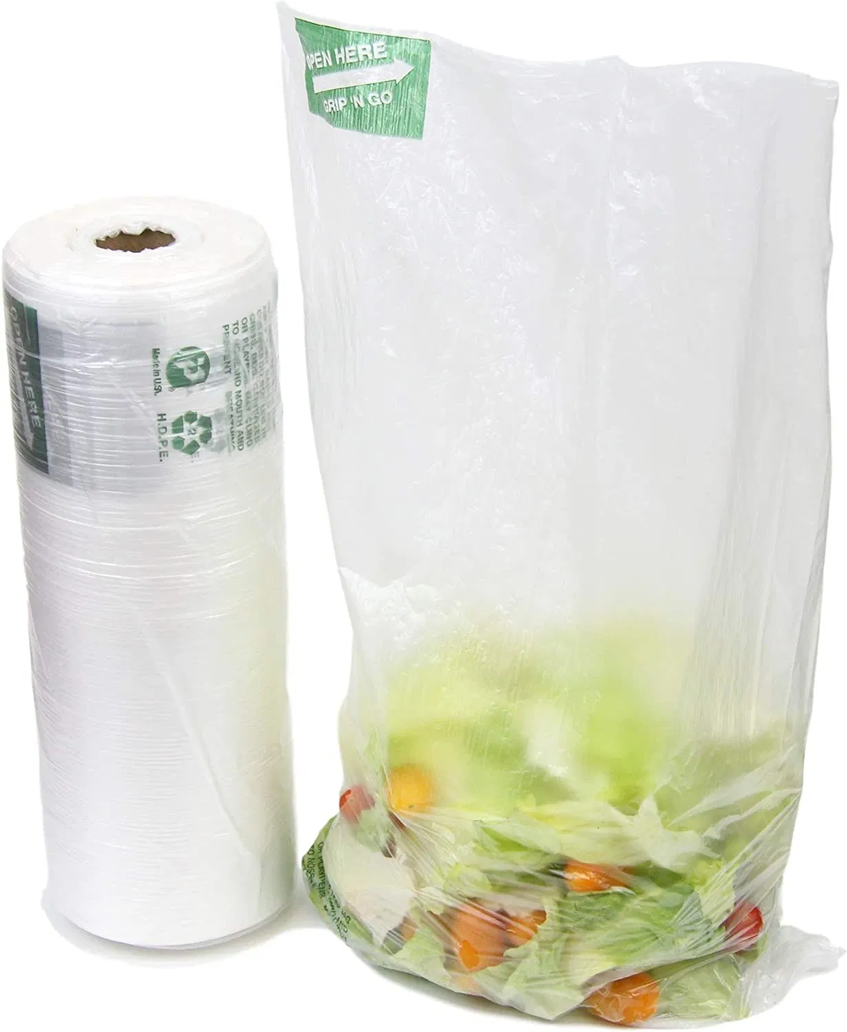 Hot Sale Custom Printing HDPE Bag LDPE Clear Plastic Produce Bags for Supermarket on Roll Fruits Vegetables Produce Plastic Fresh Bag