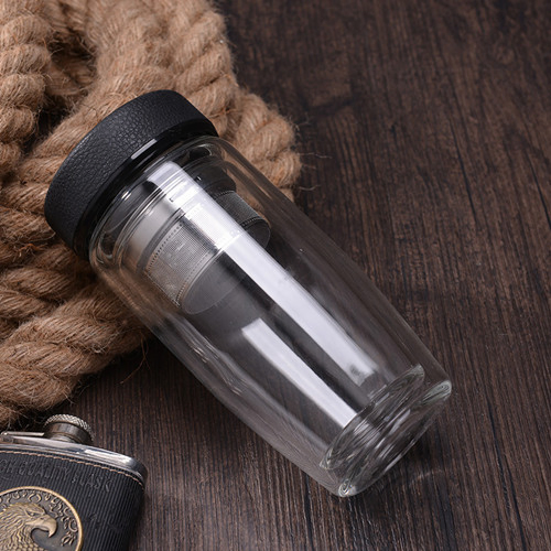 Стеклянная чашка для чая с ситечком, двойные стенки