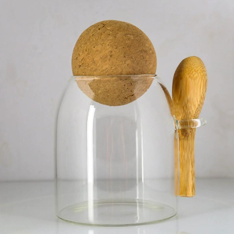 Borosilicate Glass Storage Jar with Cork Ball Sealed Lid Glass Jar