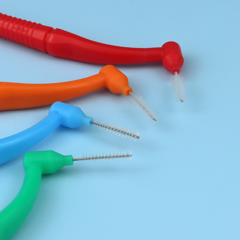 Orthodontic Interdental Brush L-Shaped 5 PCS/Pack with Portable Cap for Teeth Cleaning