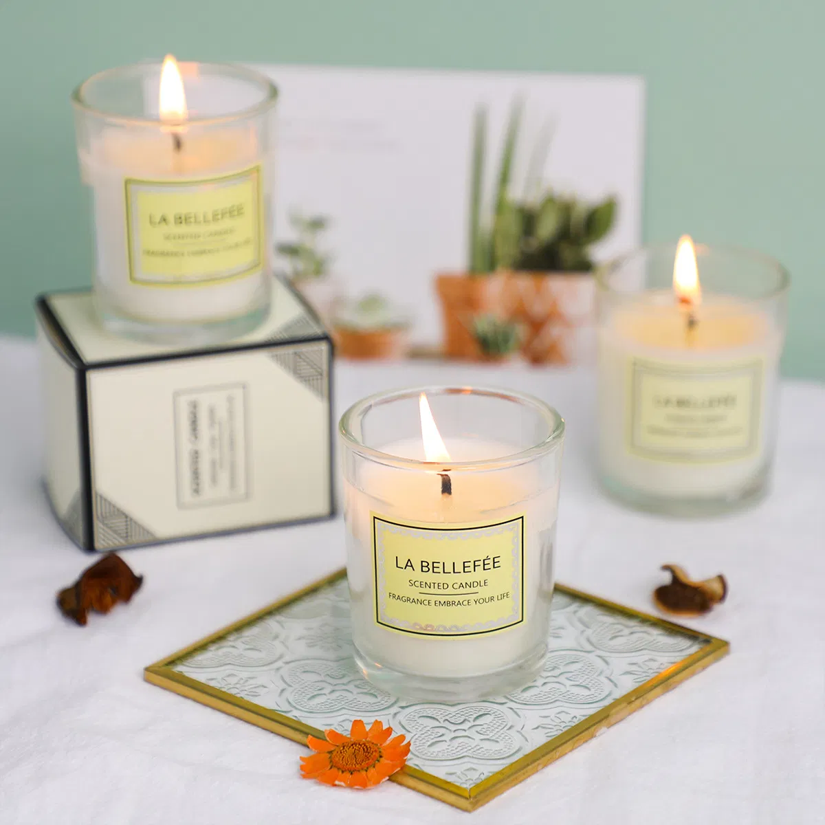 Creative Smokeless Small Glass Cups, Handmade Candles, Aromatherapy Scented Candles