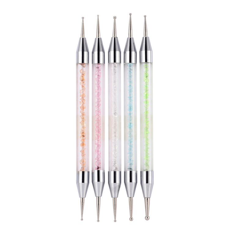Dual-Ended Dotting Pen Colorful Rhinestone Handle Manicure Nail Art Tool