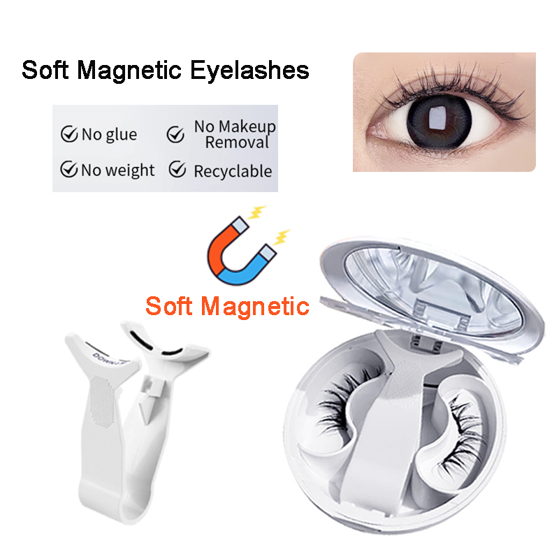 High Quality Wholesale Custom Soft Magnetic Eyelashes Extension Reusable Natural Look Premium Kit False Magnetic Lashes with Applicator