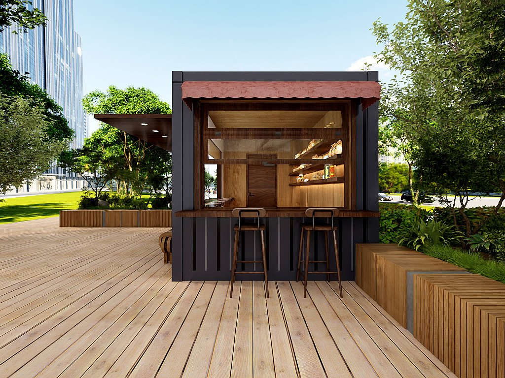 Portable 20FT Coffee Kiosk Apply Multi Business Purposes Movable Houses Living Container House for Sale