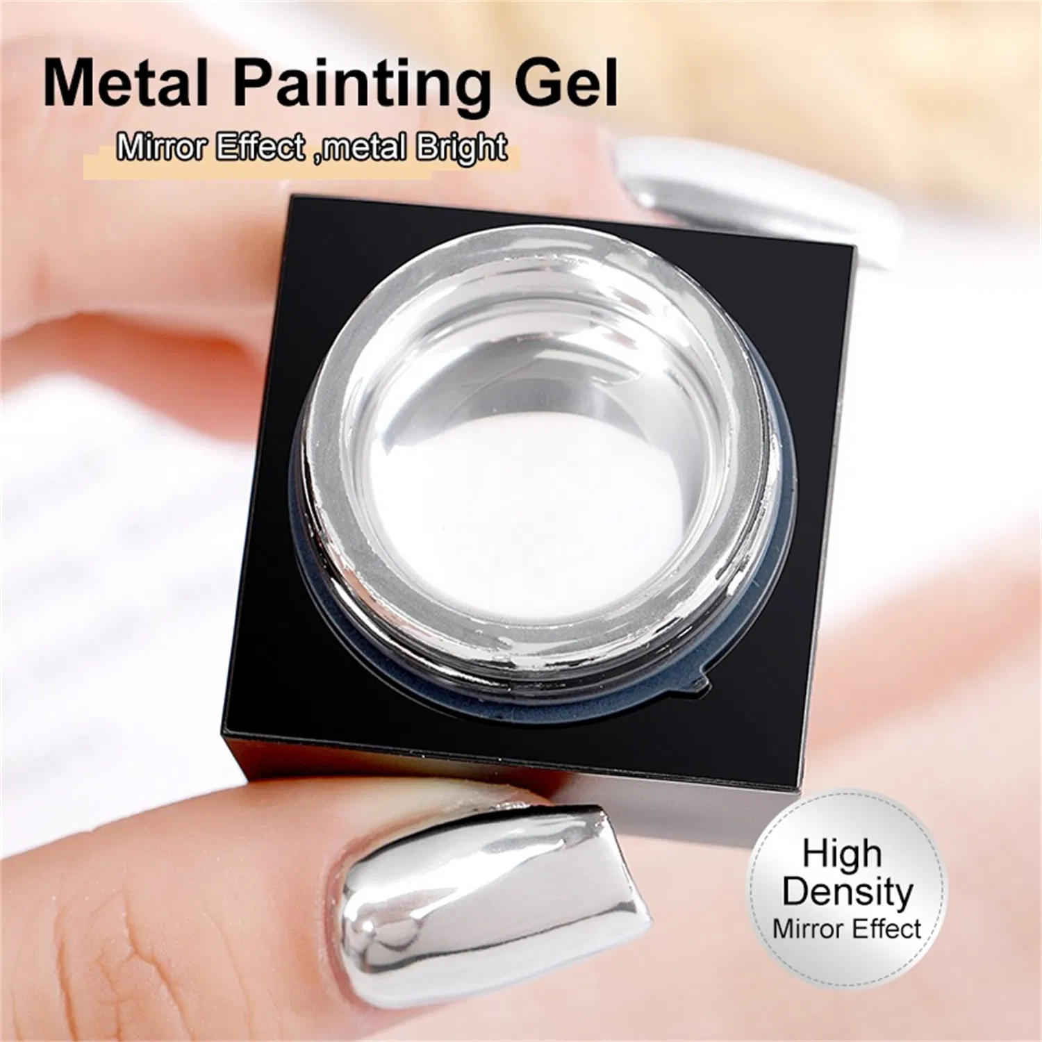 High Density Silver Colour Mirror Chrome Nails Gel Paint Metallic Gel Nail Polish Privatel Label for Sale Nail Gel
