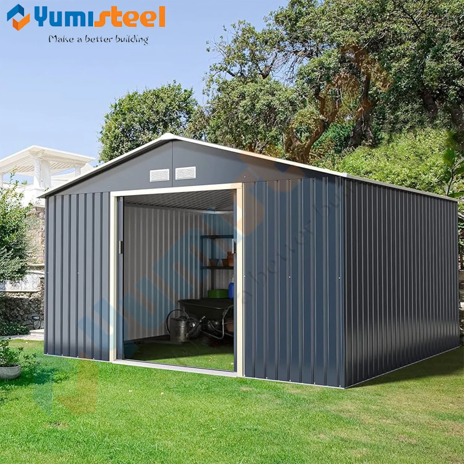 8X10 Tool Shed Thickened Galvanized Steel Large Storage Sheds with Vents