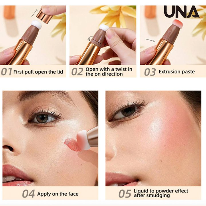 Multifunction High Light Repair Volume Liquid Blush Highlighter Sponge Head Beauty Stick Cream for Facial Contour Makeup Labeled