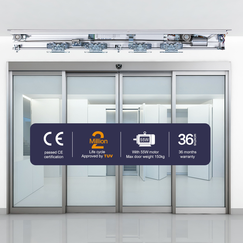 150kg Hh125 Automatic Sliding Door 55W Motor Control Full System Automatic Sensor Glass Door System for Commercial Place