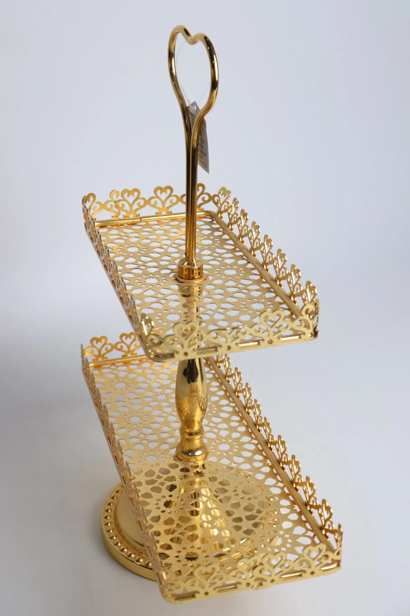 Medium Size Double Layered Cake Gold-Plated Iron Standard Decoration Pentagram Plate Afternoon Tea Cake Stand