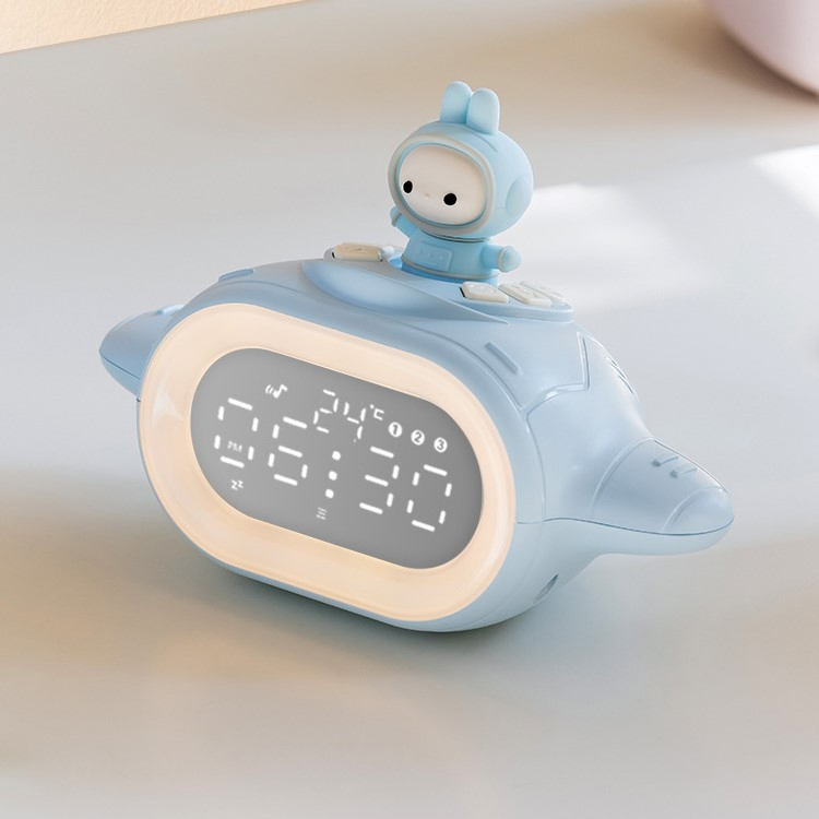 Bill Rabbit Spaceship Night Light Alarm Clock Multi-Function Voice Control Bedside Electronic Clock