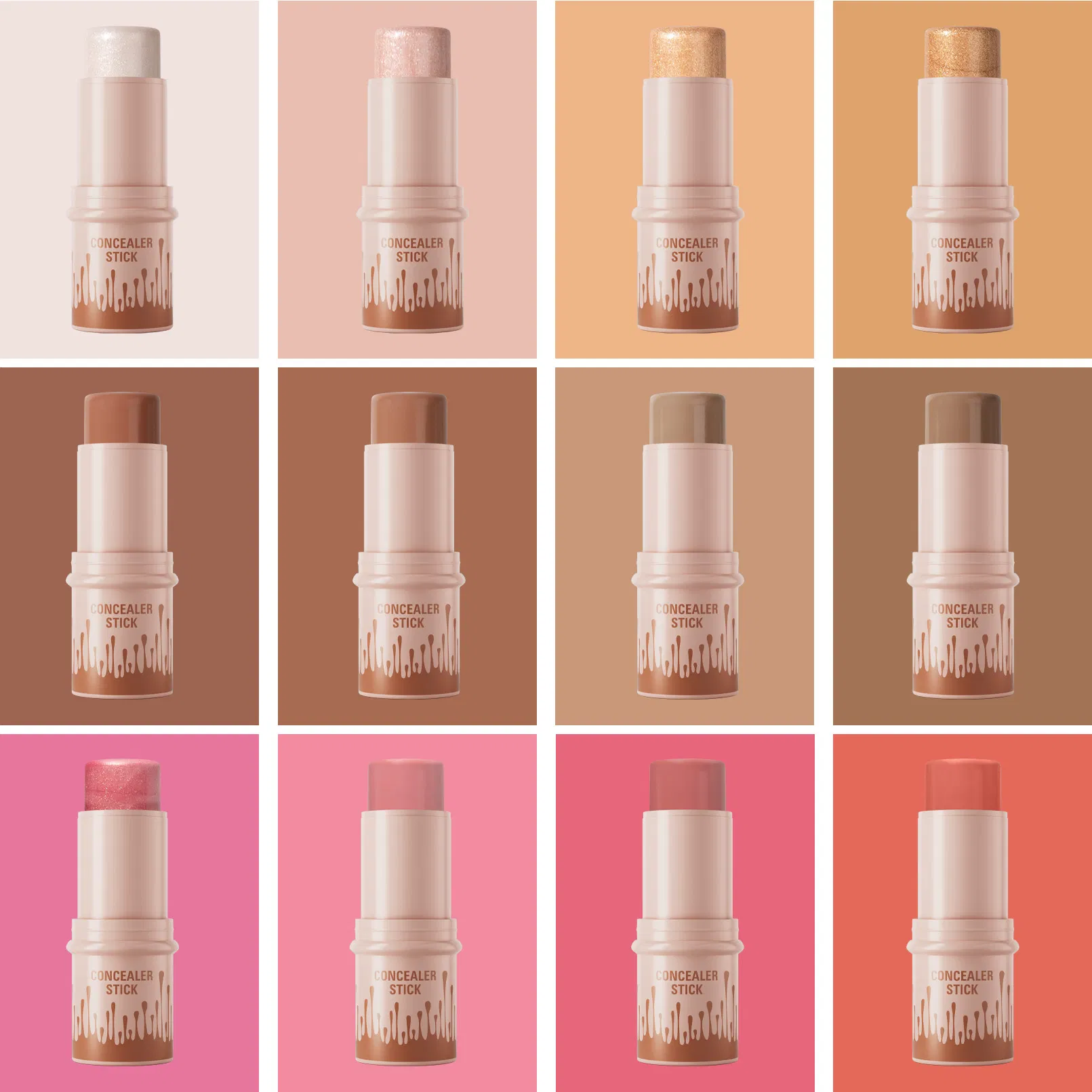 12 Color Vegan Contour Stick Private Label Cream Bronzer Concealer Stick Contour Stick