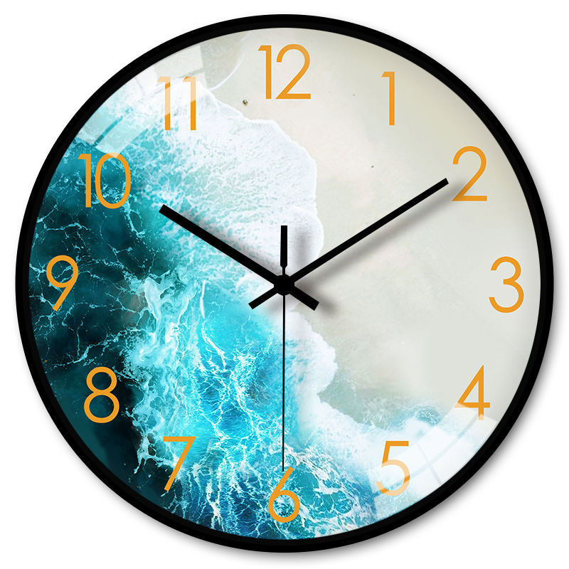 Ocean Wave Beach View Wall Clock, Coastal Artistic Home Decor Timepiece