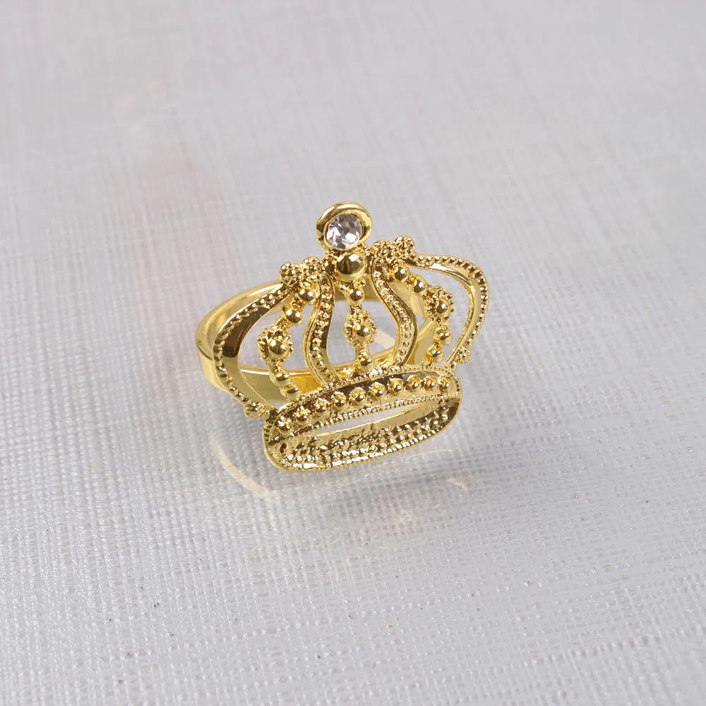 Elegant Gold Kirsite Napkin Ring with Diamond Accent for Weddings