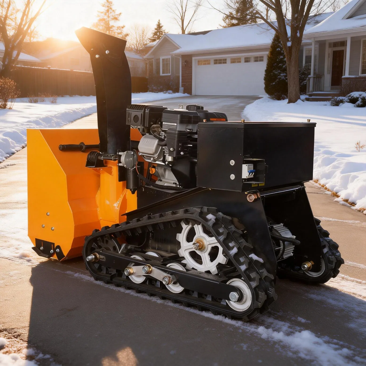 Convenient Snow Blower with Gas Engine and Electric Motor